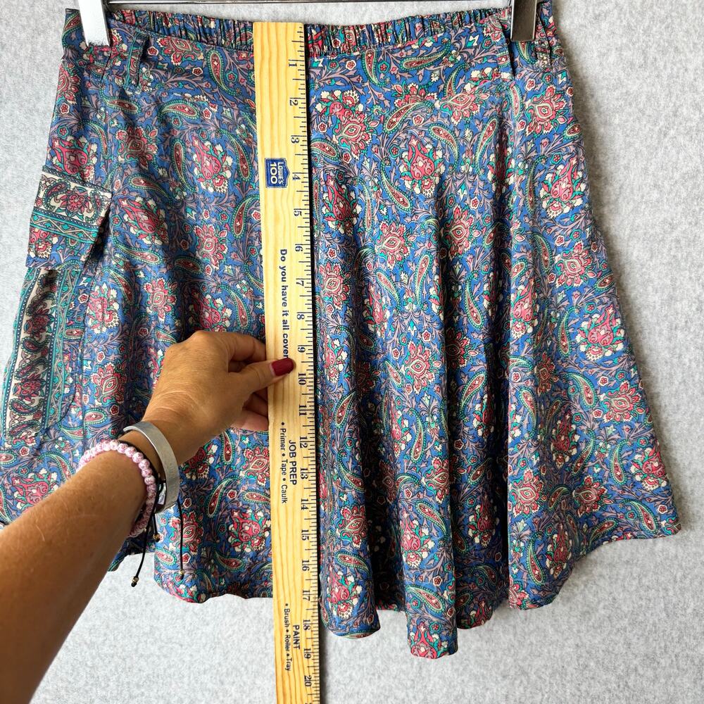 Earthbound Trading Co. Mini Skirt Blue Paisley Boho Cargo Pocket Women's Med - Picture 4 of 9
